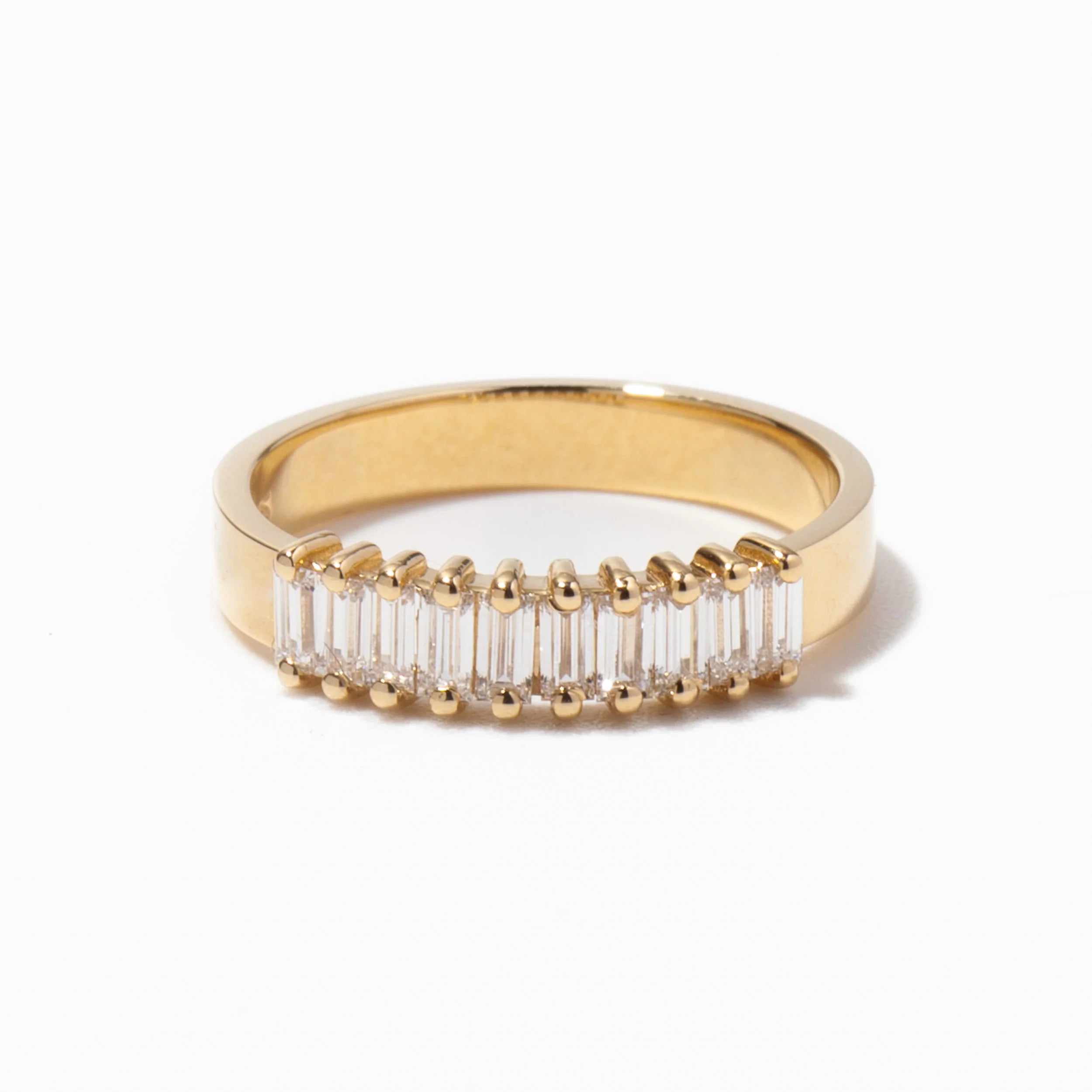 0.60 TCW Baguette CVD Diamond Half Eternity Wedding Band