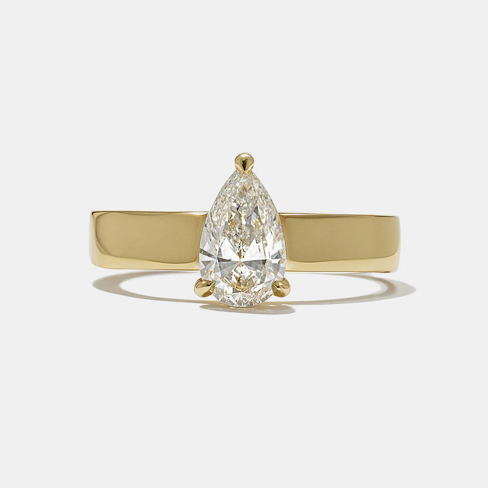 0.75 -2.50 CT Pear CVD Diamond Solitaire Engagement Ring