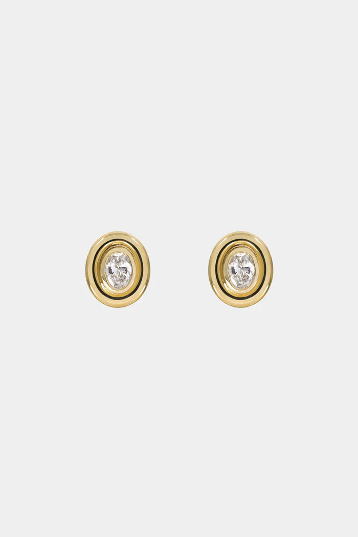 0.20 TC Mini Oval Moissanite Diamond Bezel Studs Earrings