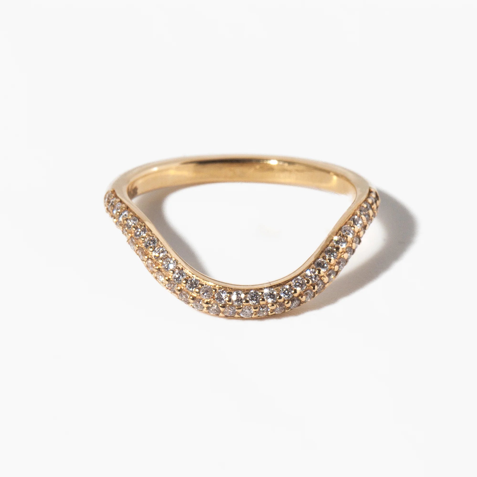 0.38 TCW Round CVD Diamond curved Wedding Band