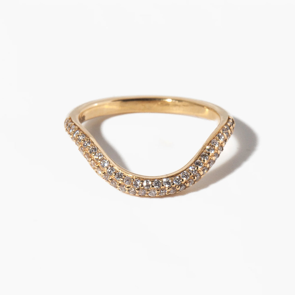 0.38 TCW Round CVD Diamond curved Wedding Band