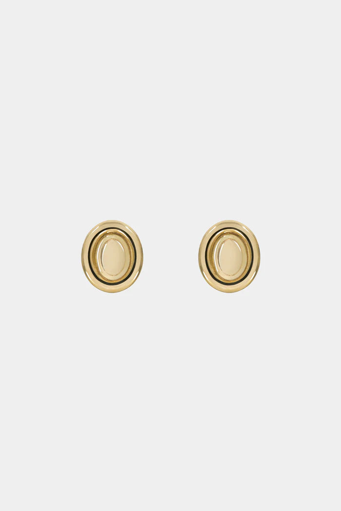Oval Bezel Studs Earrings
