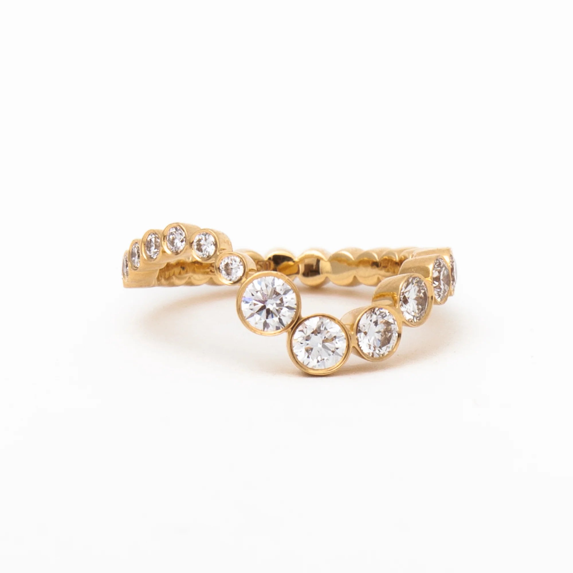 1.42 TCW Round CVD Diamond Bezel Ocean Wedding Band