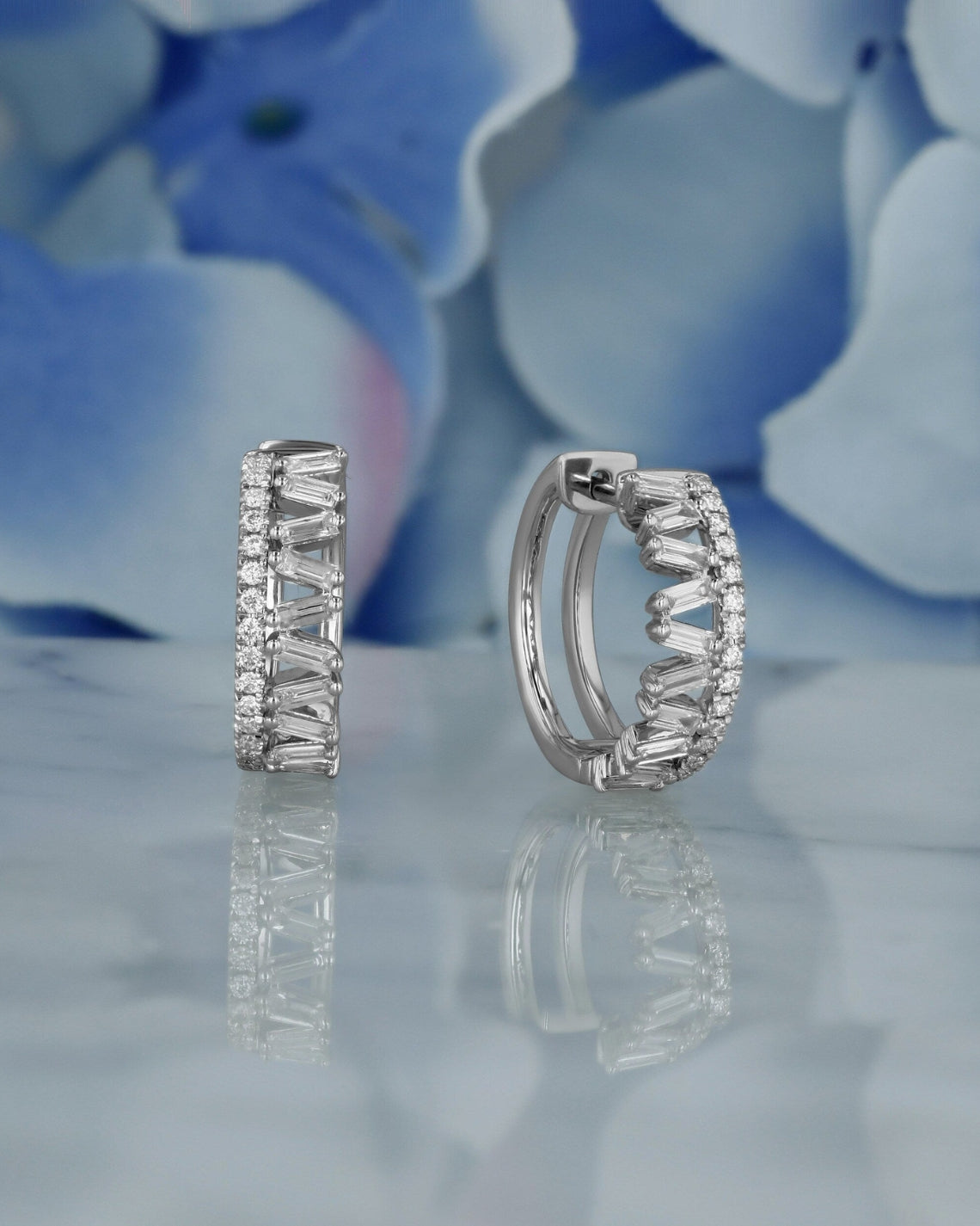 0.81 TCW Round & Baguette Moissanite Diamond Hoop Earrings - Camila Brown