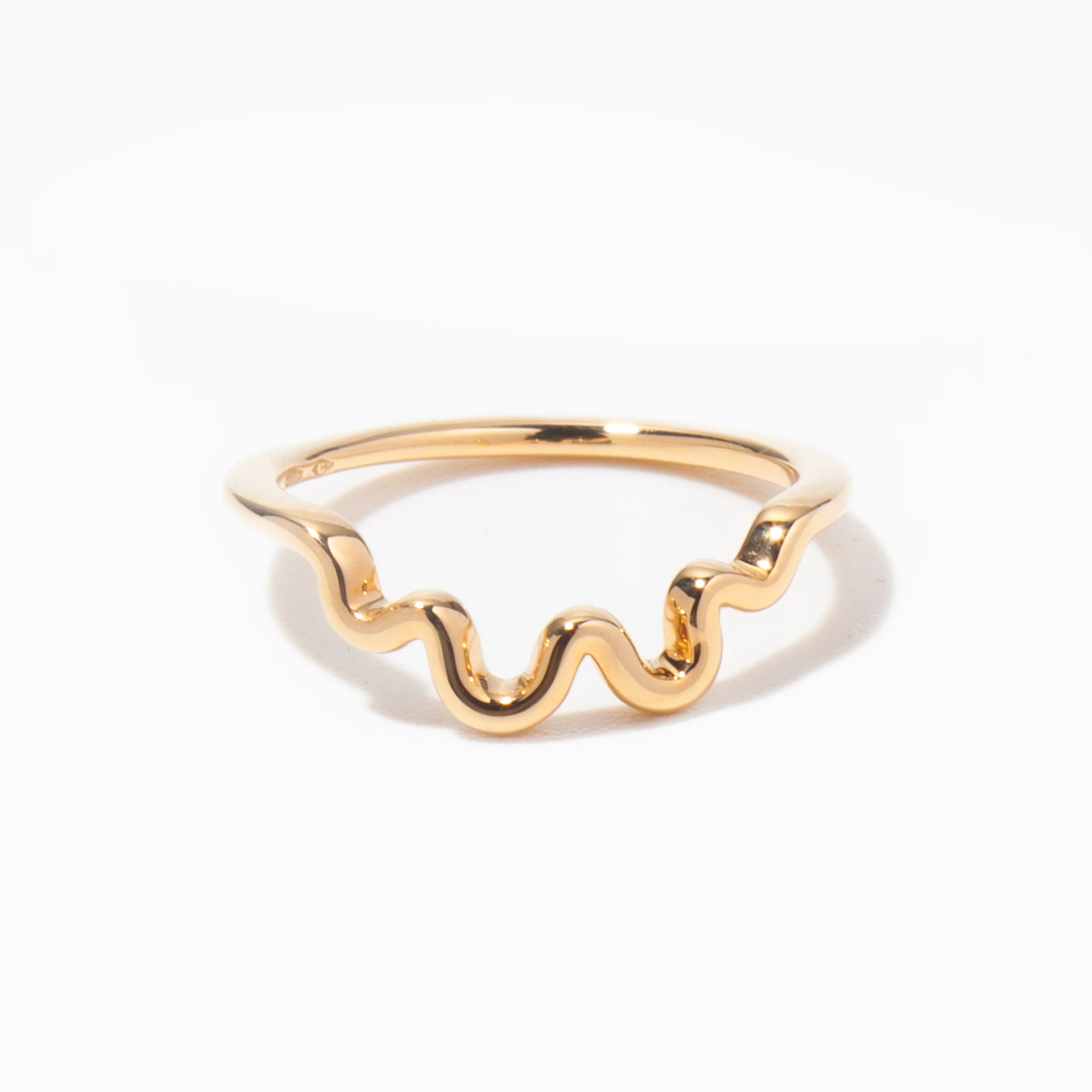 Plain Wave Solid Gold Wedding Band