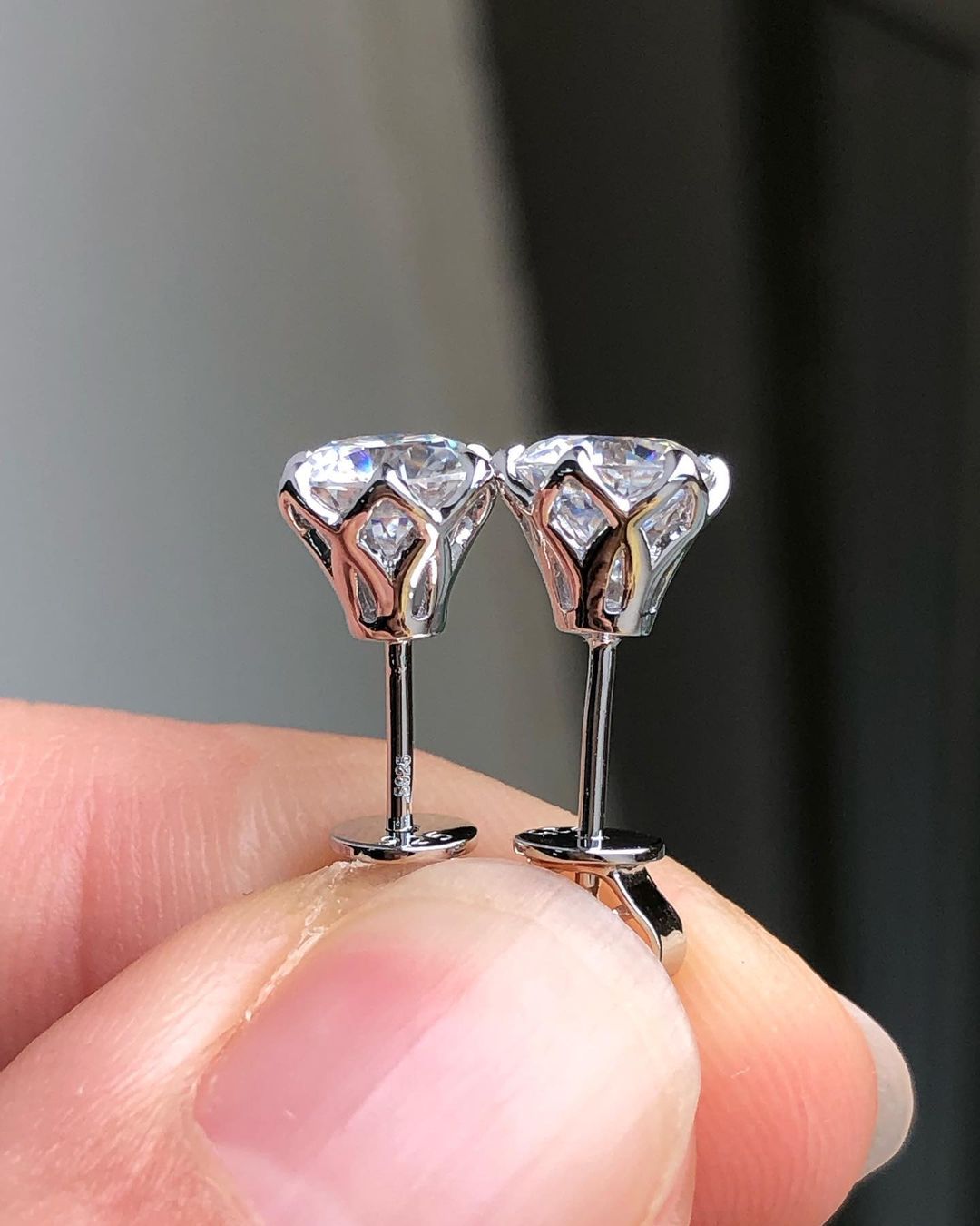 1.0 TCW Round Cut Moissanite Solitaire Stud Earrings - Camila Brown