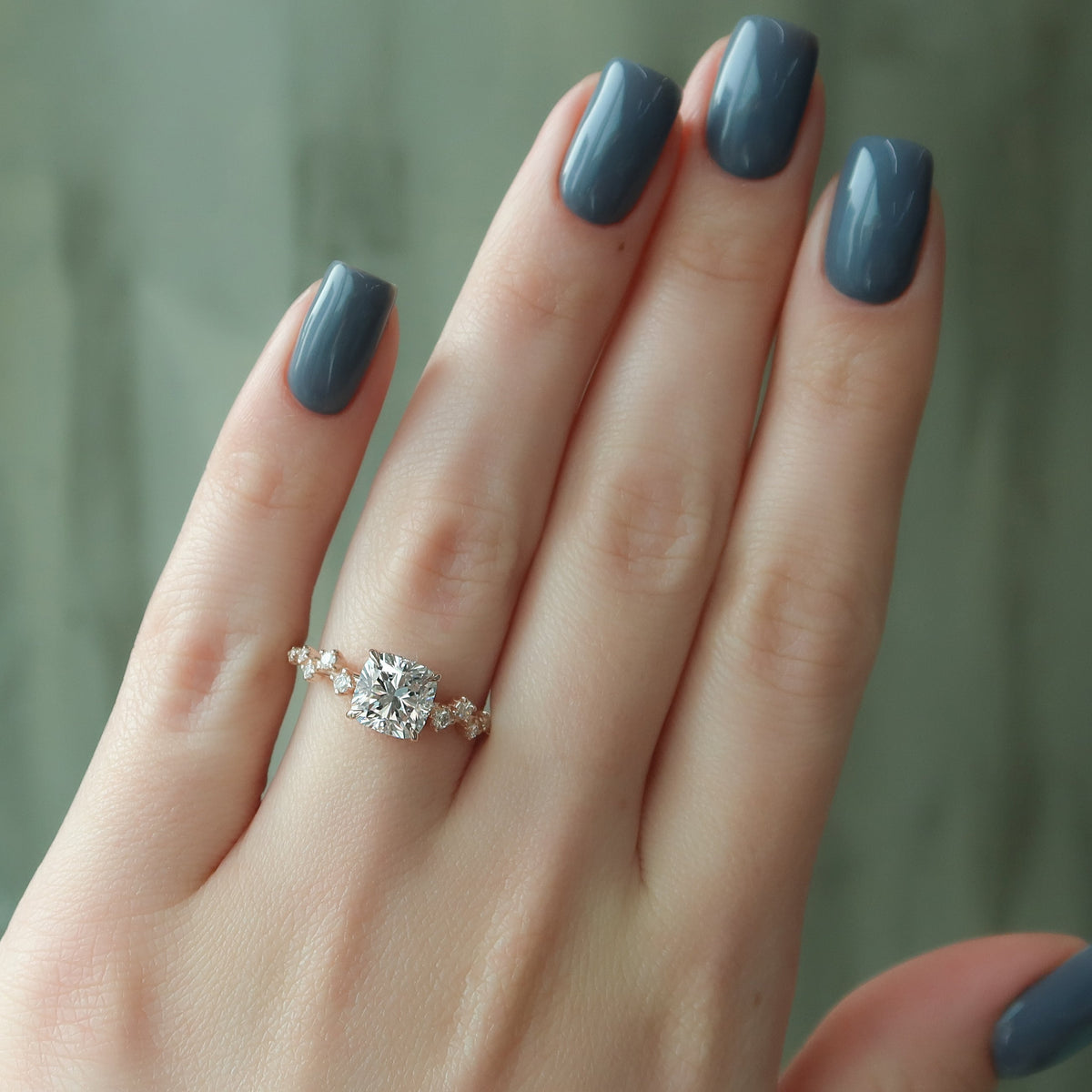 1.50 - 3.50 CT Cushion Cut  Lab Grown Diamond Cluster Engagement Ring