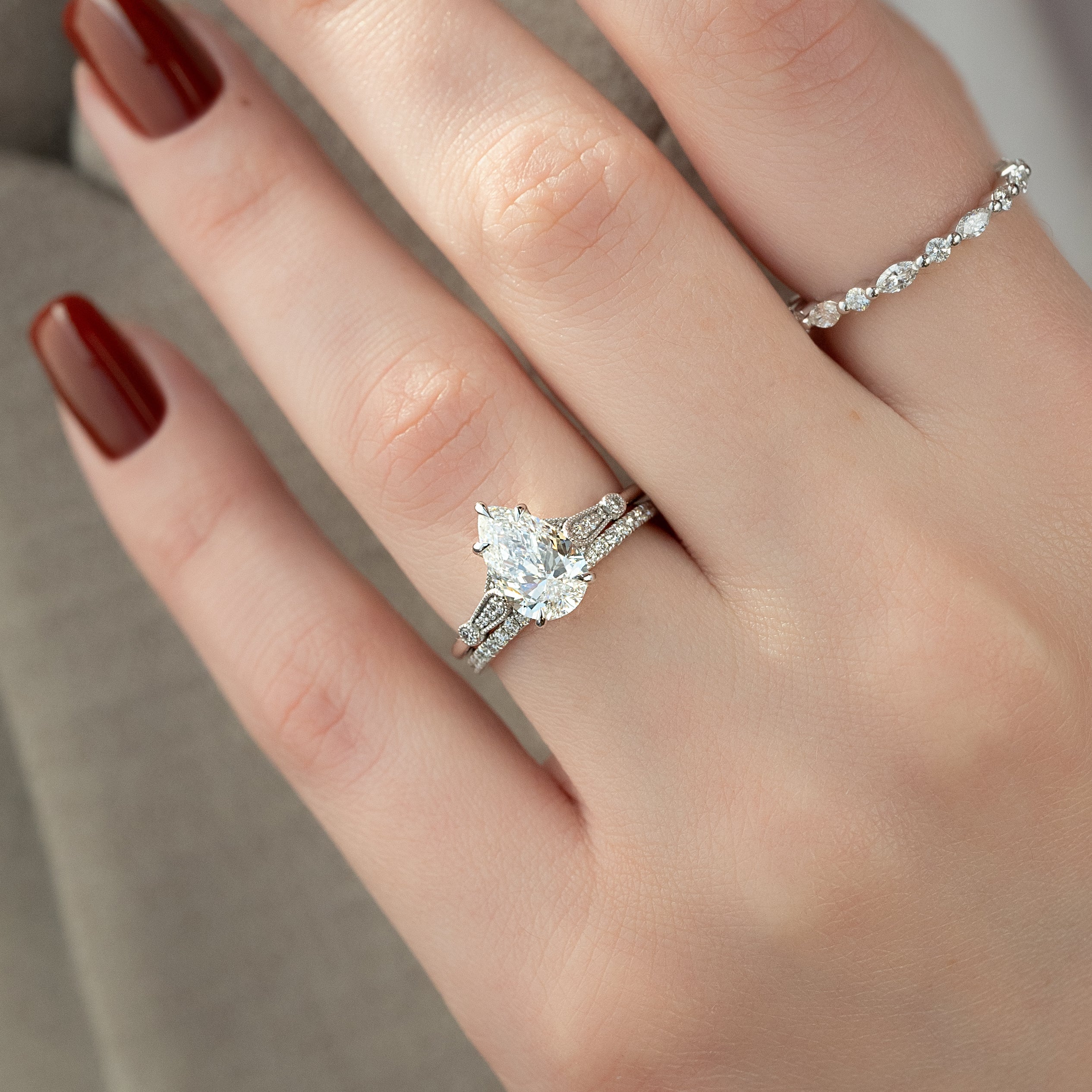 2.0 - 4.0 CT Pear Cut CVD Diamond Vintage Engagement Ring