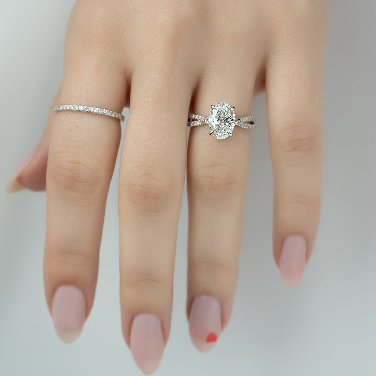 1.50 - 3.50 CT Oval Cut Lab Grown Diamond Twisted & Pave Engagement Ring