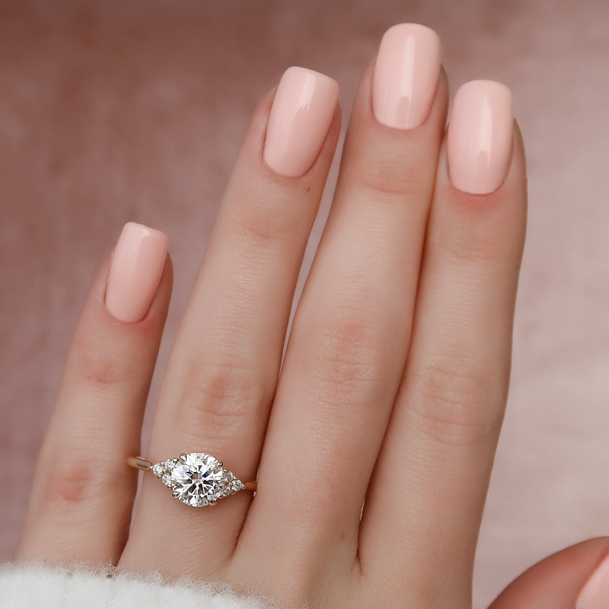 1.0  - 3.0 CT Round Cut Lab Grown Diamond Cluster Engagement Ring