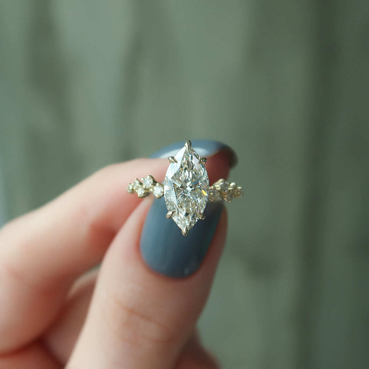 Marquise cut moissanite cluster engagement ring in platinum setting, 2.0-4.0 CT

