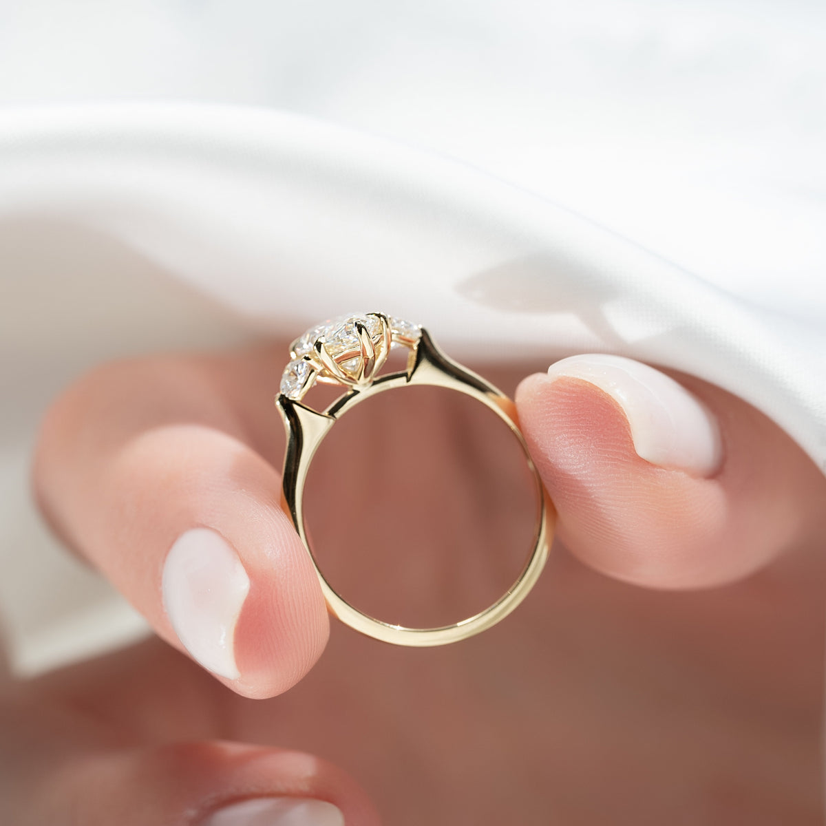 2.0 - 4.0 CT Marquise CT Lab Grown Diamond Three Strone Style Engagement Ring