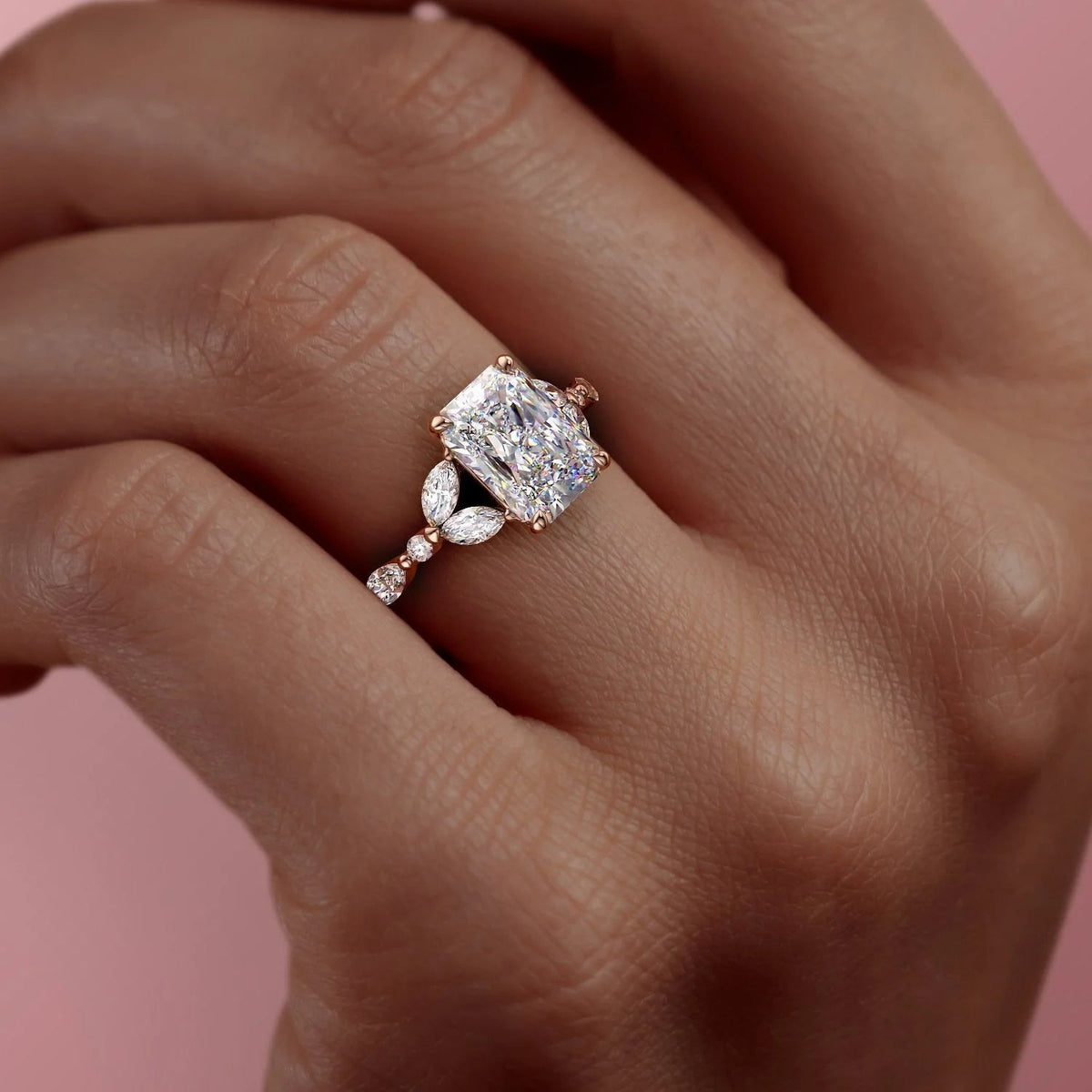 2.0 - 4.0  CT Radiant Cut Lab Grown Diamond Cluster Engagement Ring
