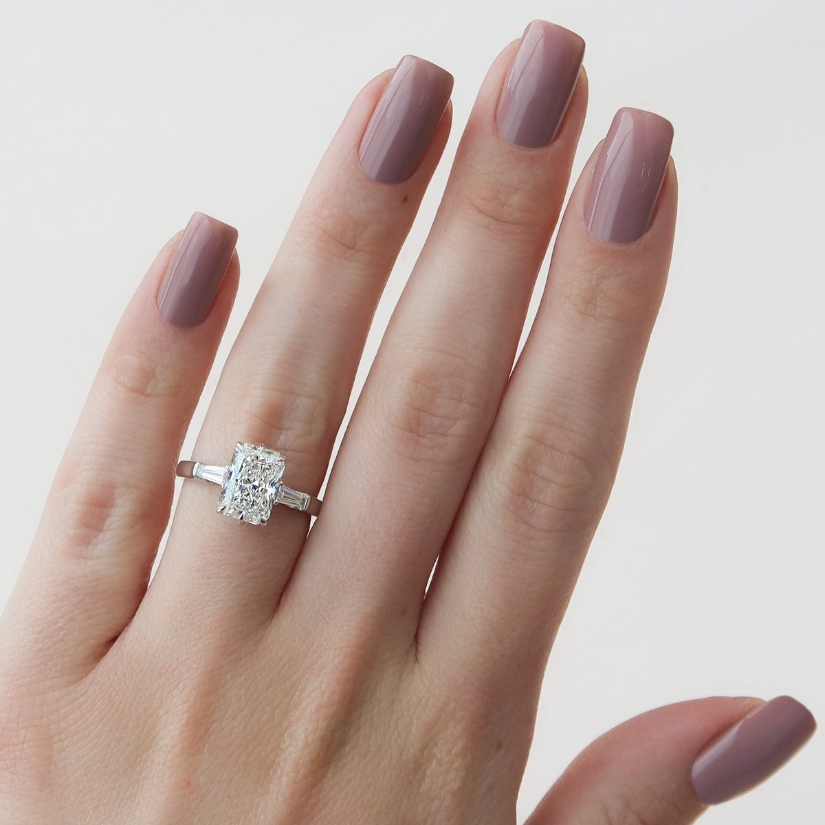 2.0 - 4.0  CT Radiant Cut Lab Grown Diamond Three Stone Style Engagement Ring