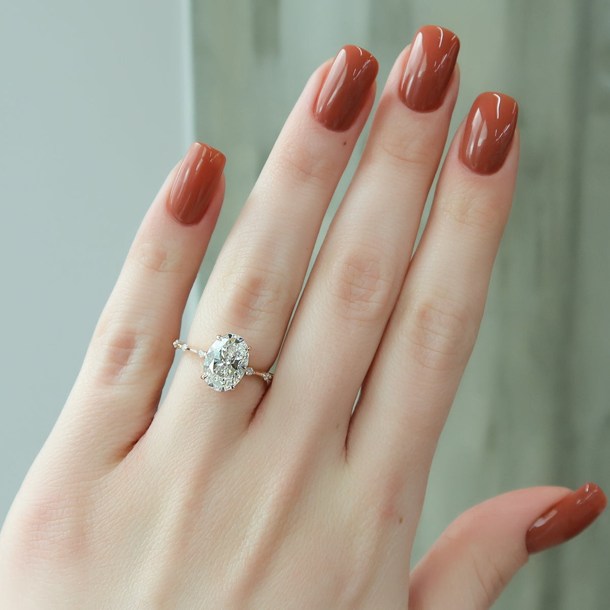 2.0 -4.0 CT Oval Cut Lab Grown Diamond Dainty Engagement Ring
