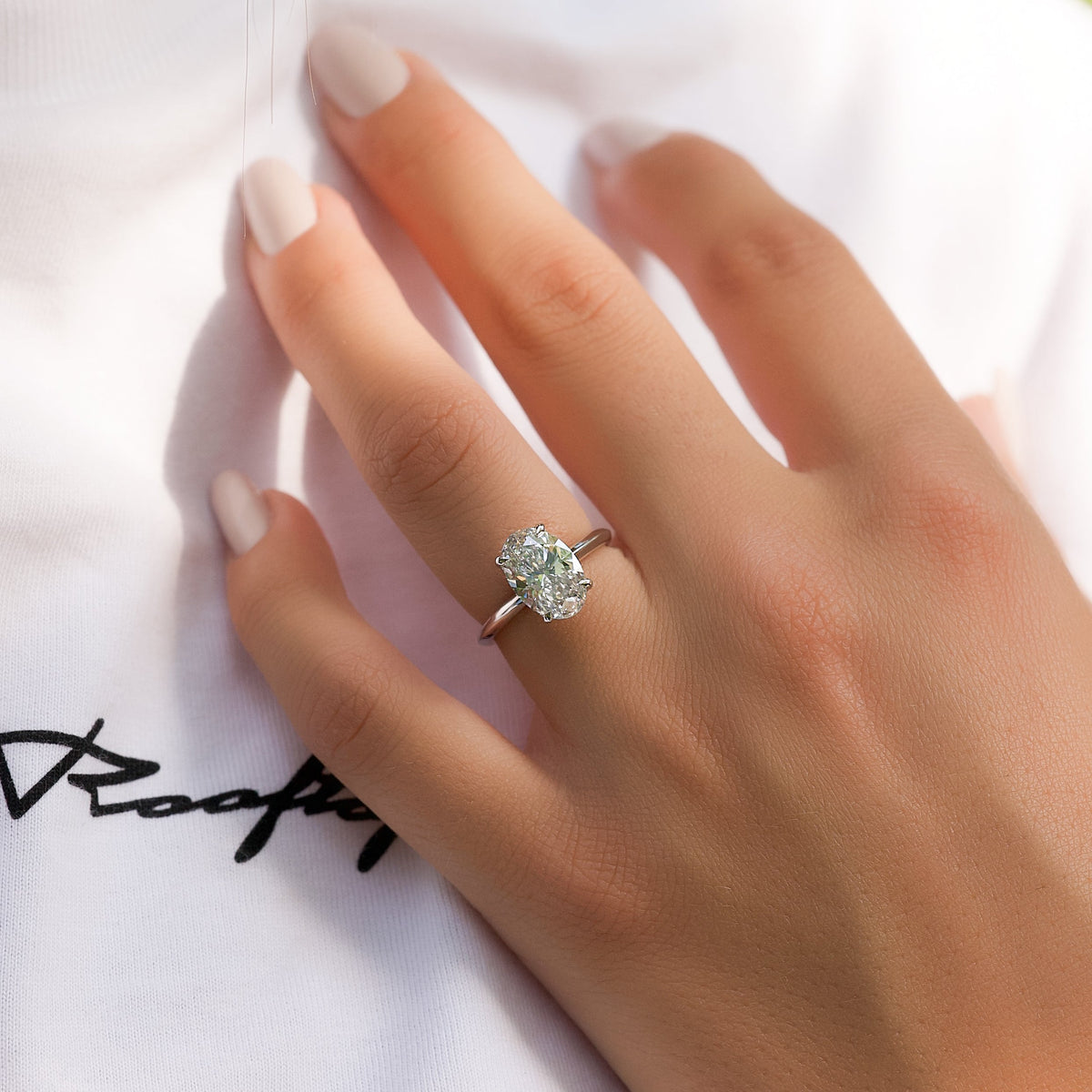 1.50 - 3.50 CT Oval  Cut Lab Grown Diamond Hidden Halo Engagement Ring
