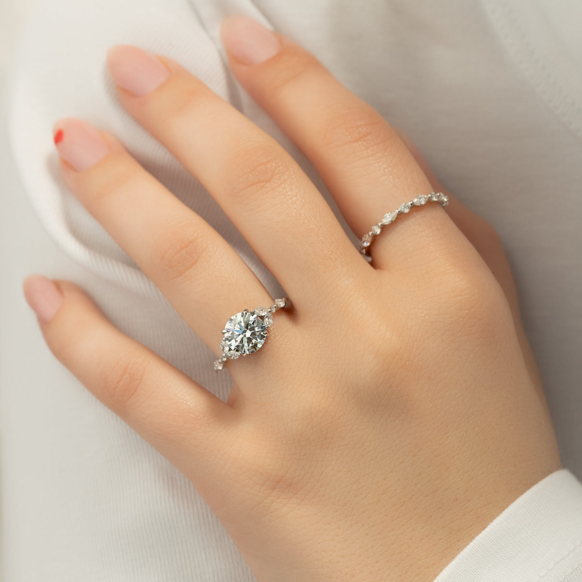 1.50 - 3.50 CT Round Cut Lab Grown Diamond Cluster Engagement Ring
