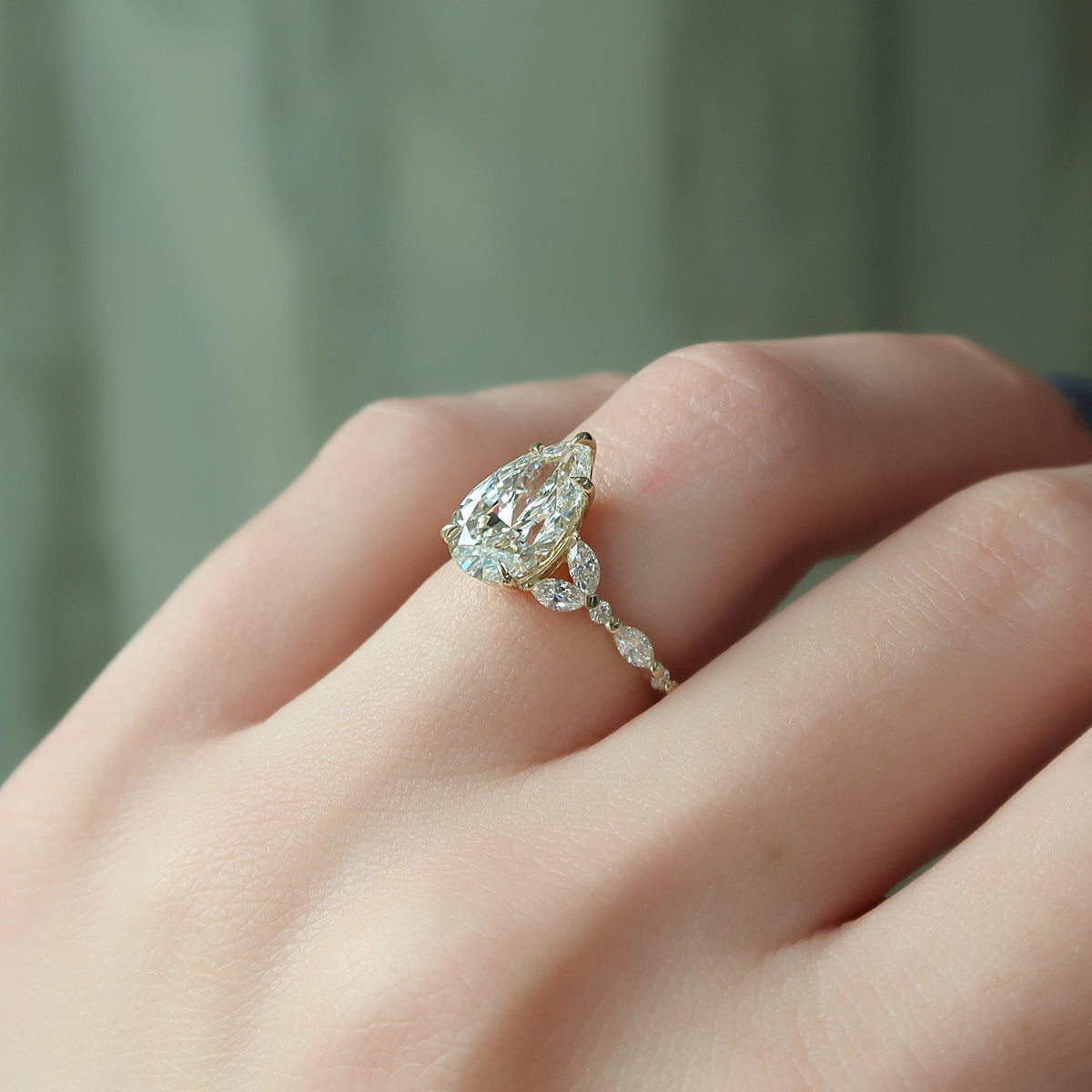 1.50 - 3.50 CT Pear Cut  Lab Grown Diamond Cluster Engagement Ring