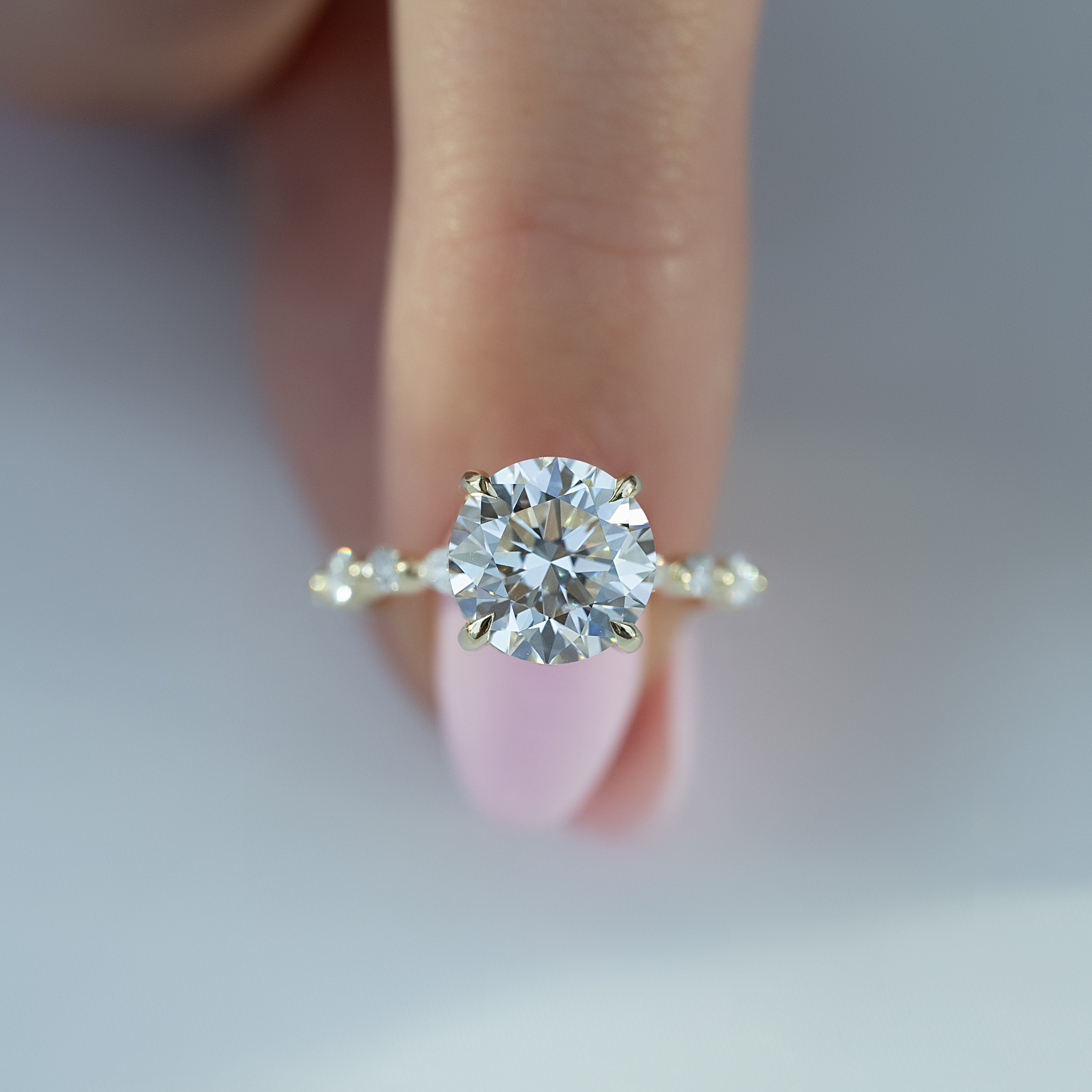 2.0 - 3.0 CT Round Cut CVD Diamond Hidden Halo & Pave Engagement Ring