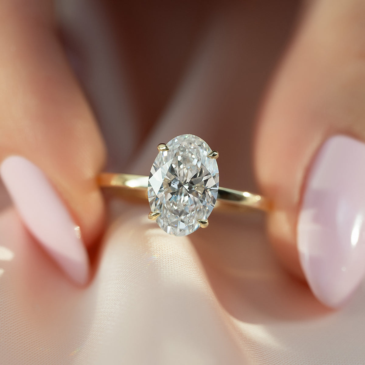 2.0 - 4.0 CT Oval Cut Lab Grown Diamond Solitaire Engagement Ring