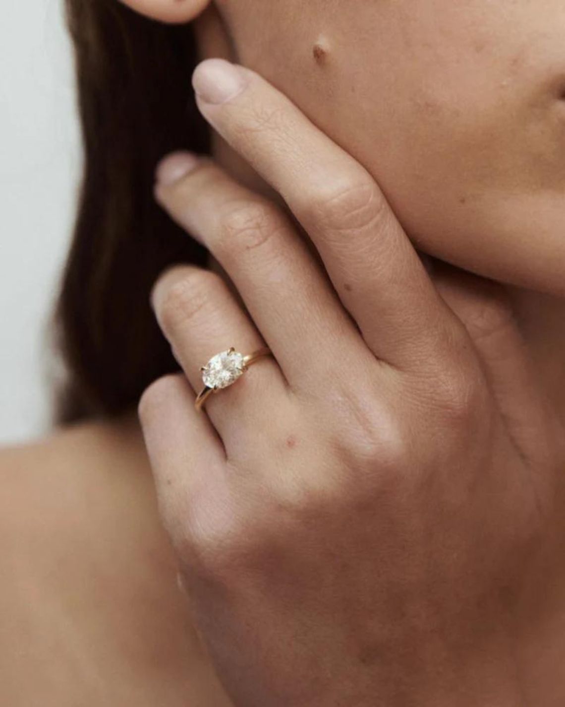 1.50 CT East West Oval F/VS1 CVD Diamond Solitaire Engagement Ring - Camila Brown