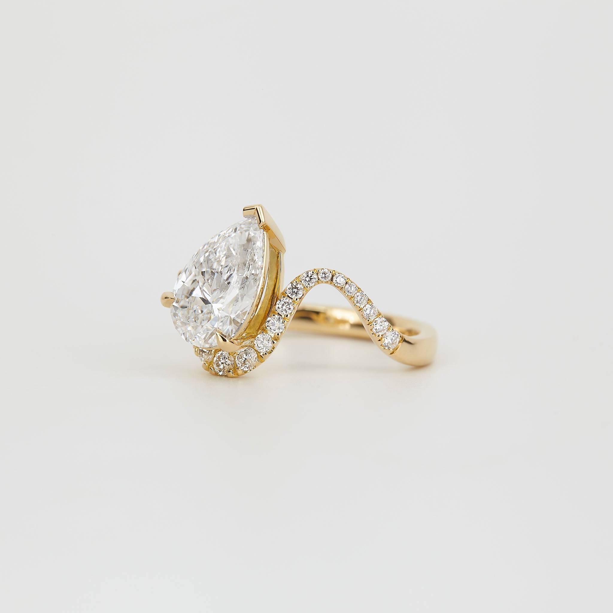 1.81 - 3.0 CT Pear Lab Grown Diamond Unique Engagement Ring