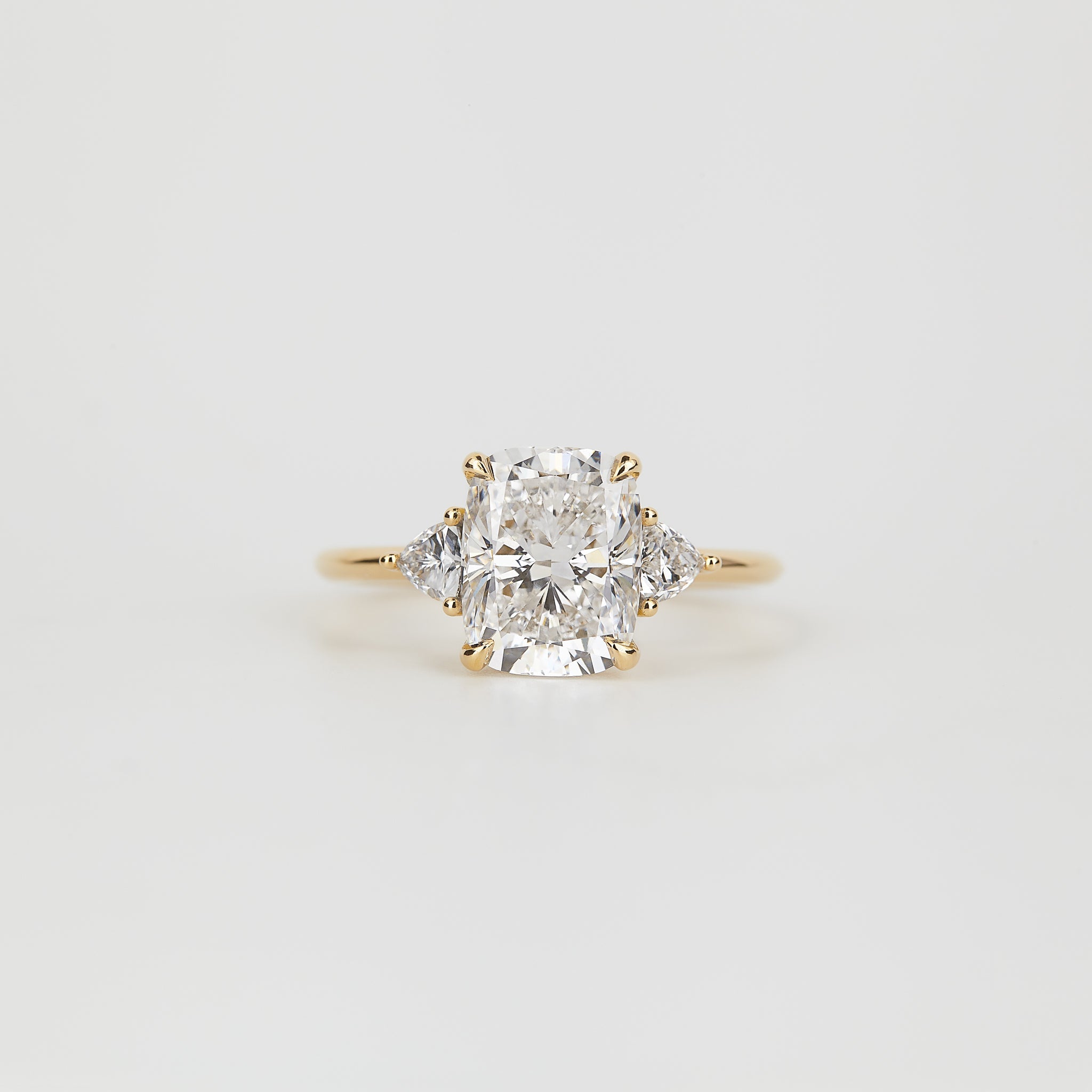 1.50-3.50 CT Elongated Cushion Lab Grown Diamond Three Stone Engagement Ring