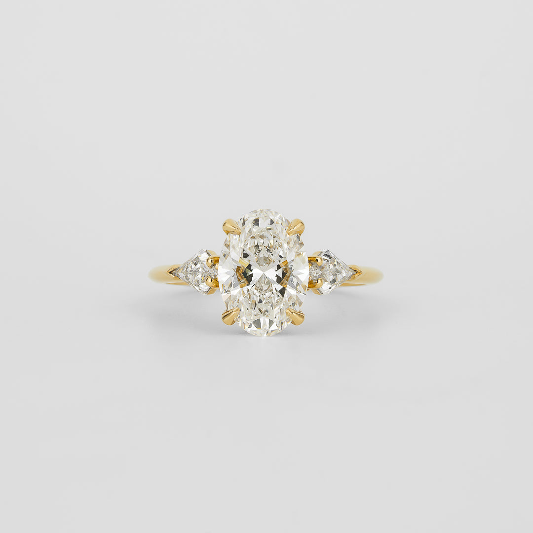 1.0 -  3.0 CT Oval Lab Grown Diamond Three Stone Engagement Ring