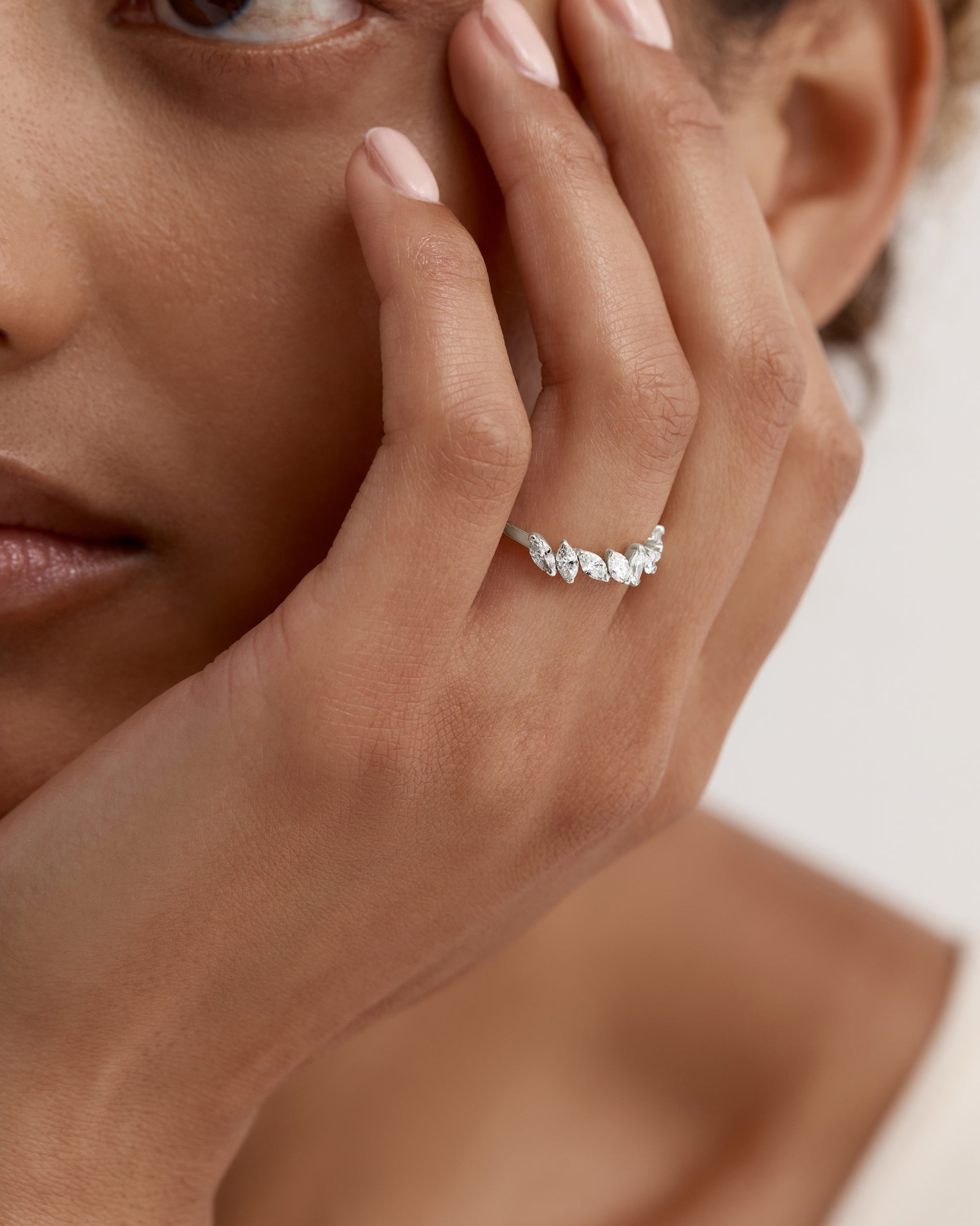 1.0 TCW Marquise EF-VVS Diamond Half  Endless Wedding Band