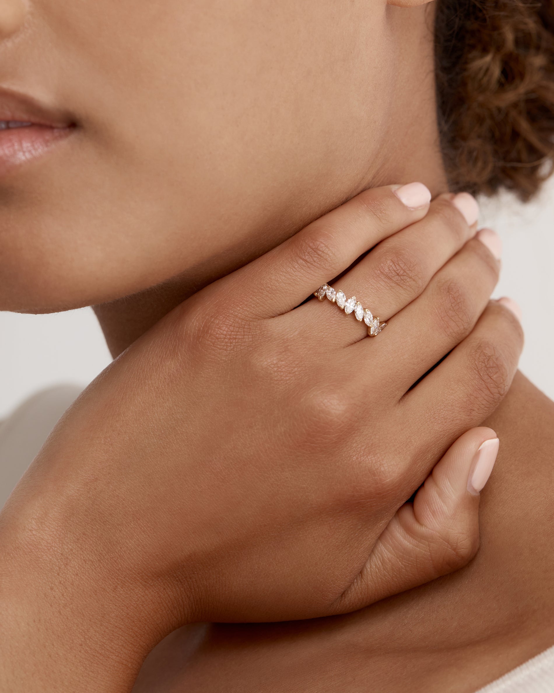 1.0 TCW Marquise EF-VVS Diamond Half  Endless Wedding Band