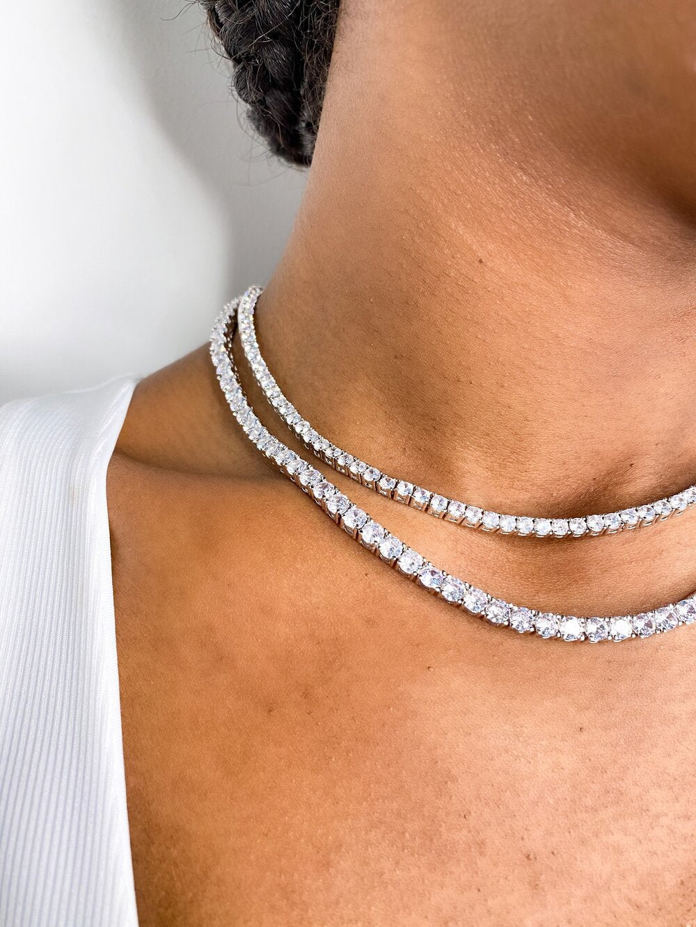 Round Lab Grown Diamond Tennis Necklace