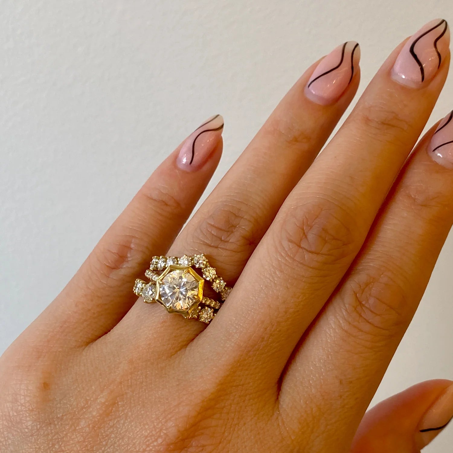 0.72 TCW Round CVD Diamond Curved Wedding Band