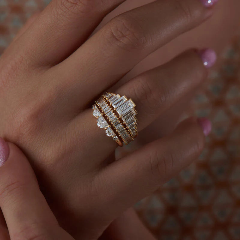 0.55 TCW Baguette CVD Diamond Half Eternity Wedding Band