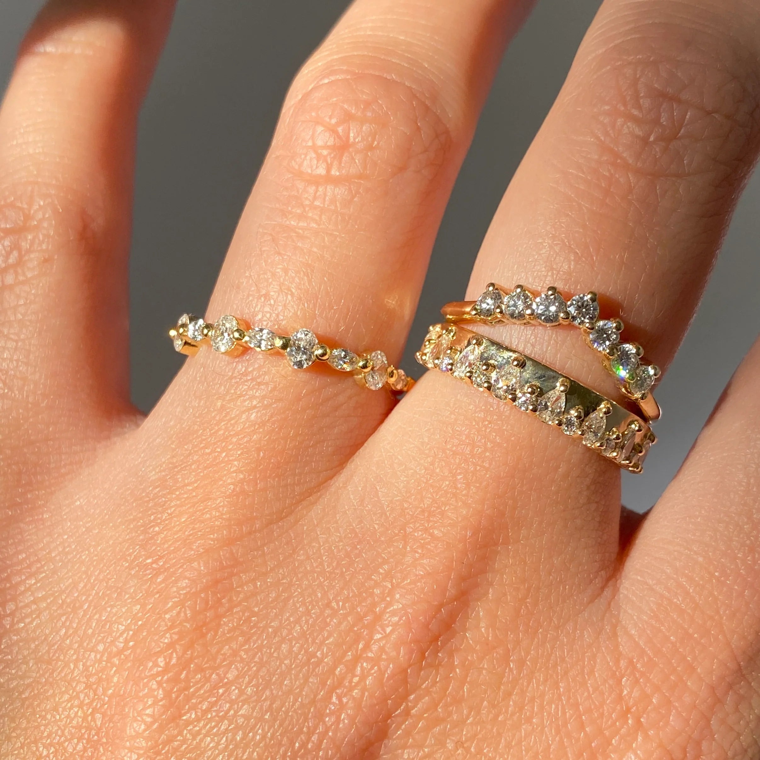 0.5 TCW Oval & Marquise CVD Diamond Half Eternity Wedding Band