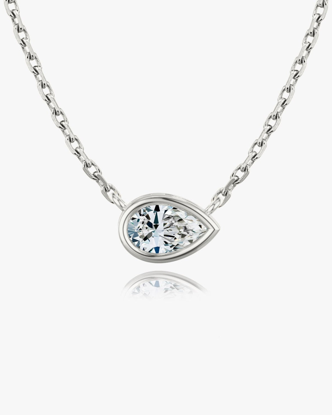 0.25 CT-1.0 CT Pear Bezel Solitaire F/VS Lab Grown Diamond Necklace - Camila Brown