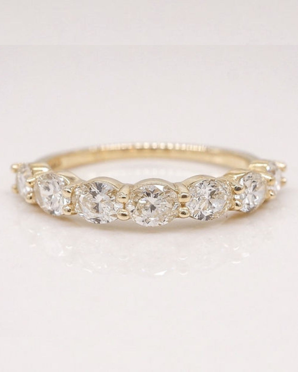 1.05 TCW East-West Oval CVD Diamond Shared Prongs Wedding Band - Camila Brown