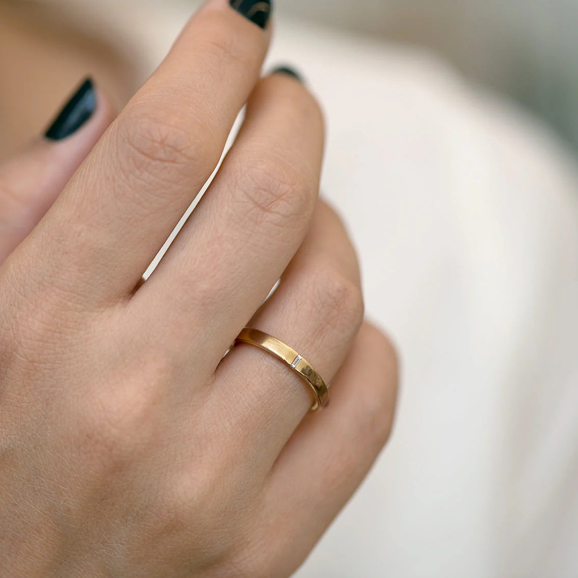 0.10 TCW Baguette CVD Diamond Tension Wedding Band