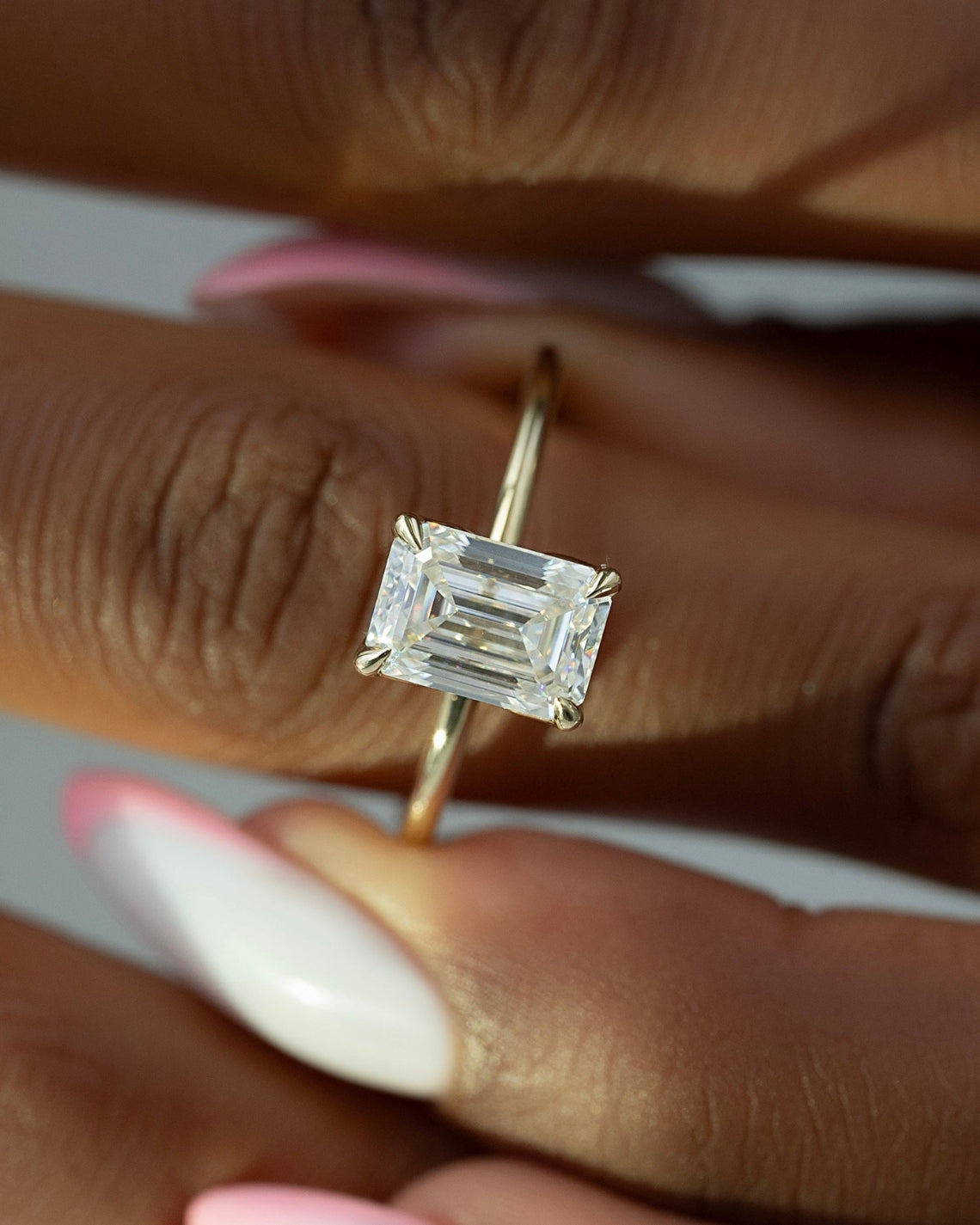 1.0 - 3.0 CT Emerald Cut CVD Diamond Solitaire Engagement Ring