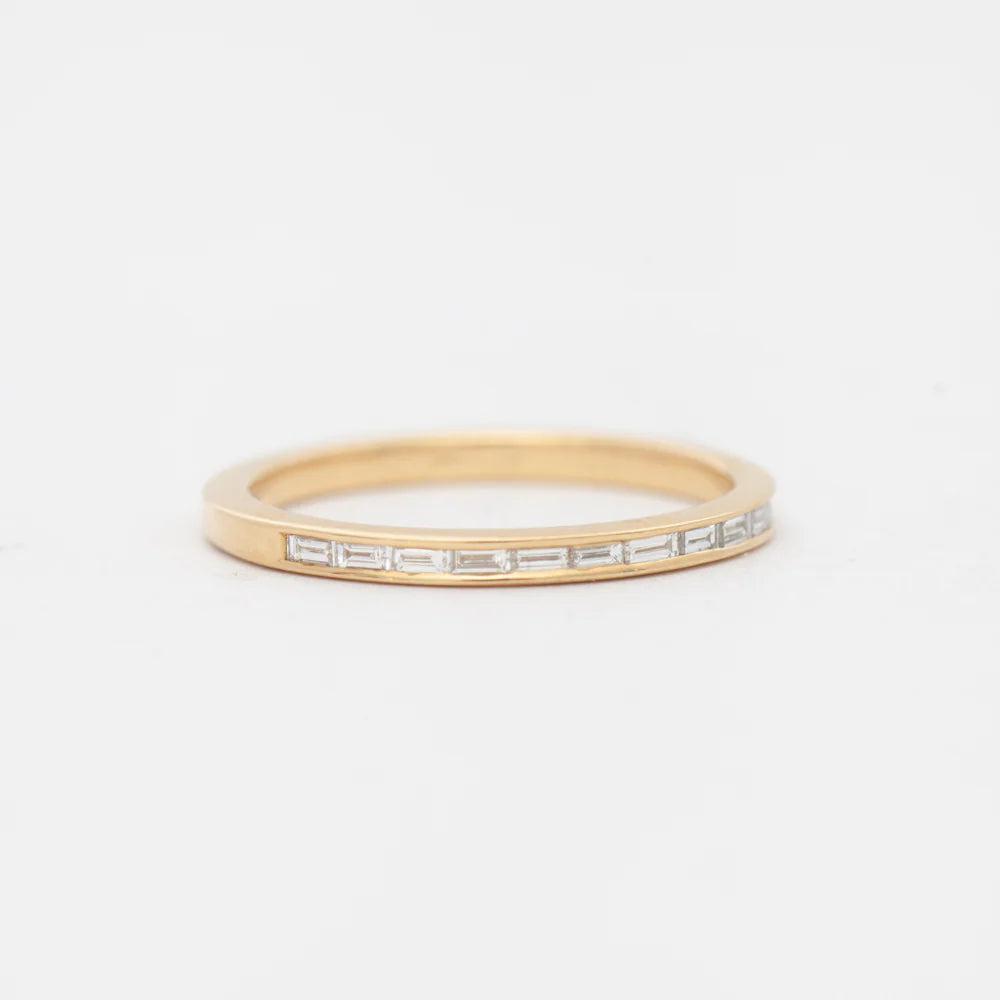 0.25 TCW Baguette CVD Diamond Channel Half Eternity  Wedding Band