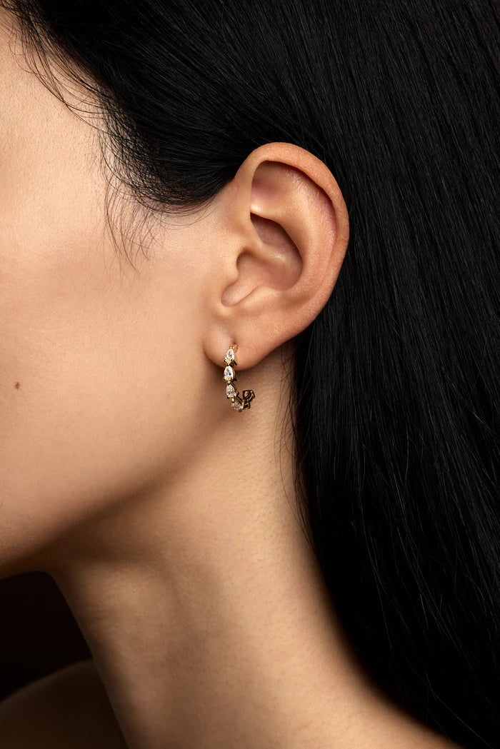0.30 TCW Mini Pear Cut Moissanite Diamond Hoops Earrings