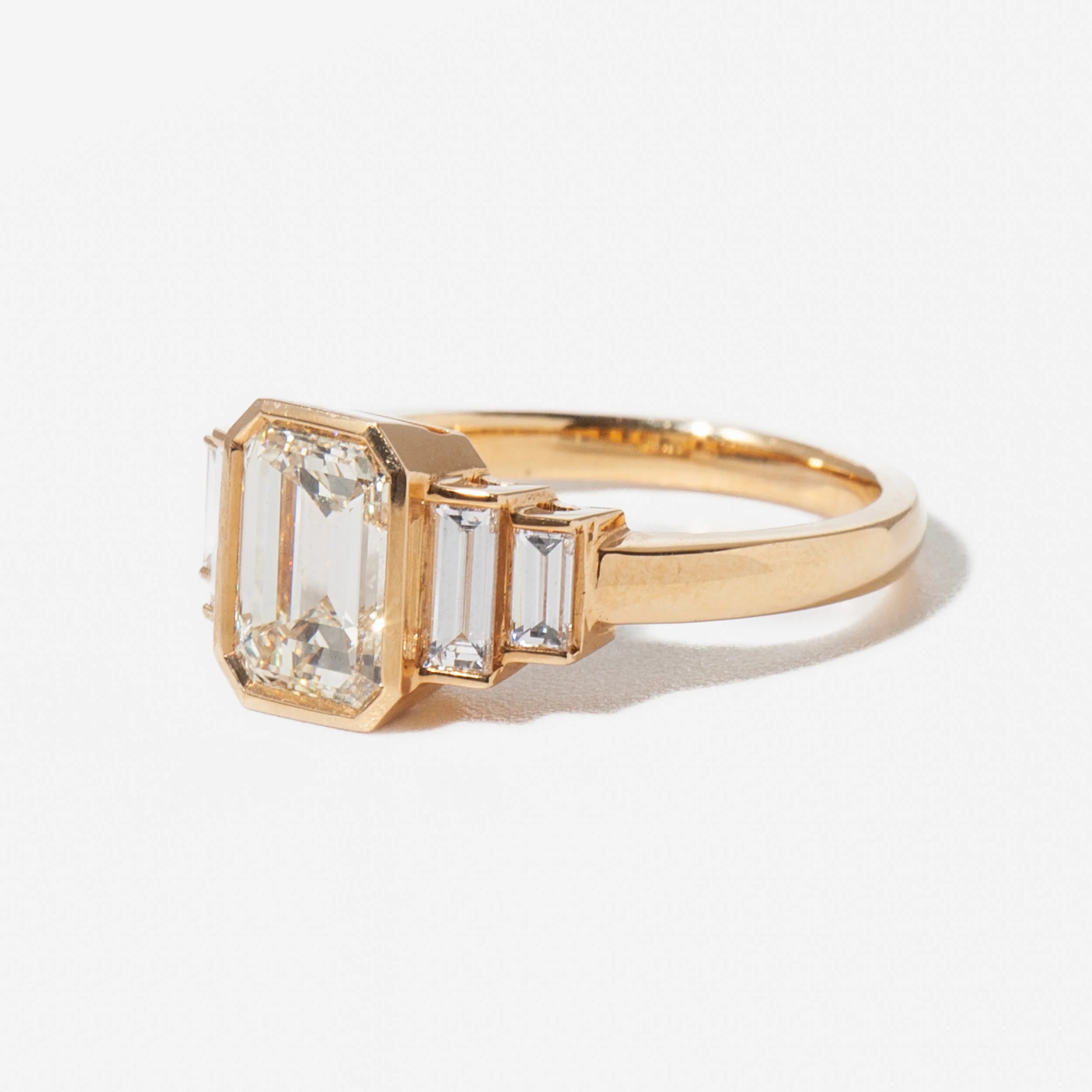 1.56-3.56 CT Emerald CVD Diamond Five Stone Engagement Ring