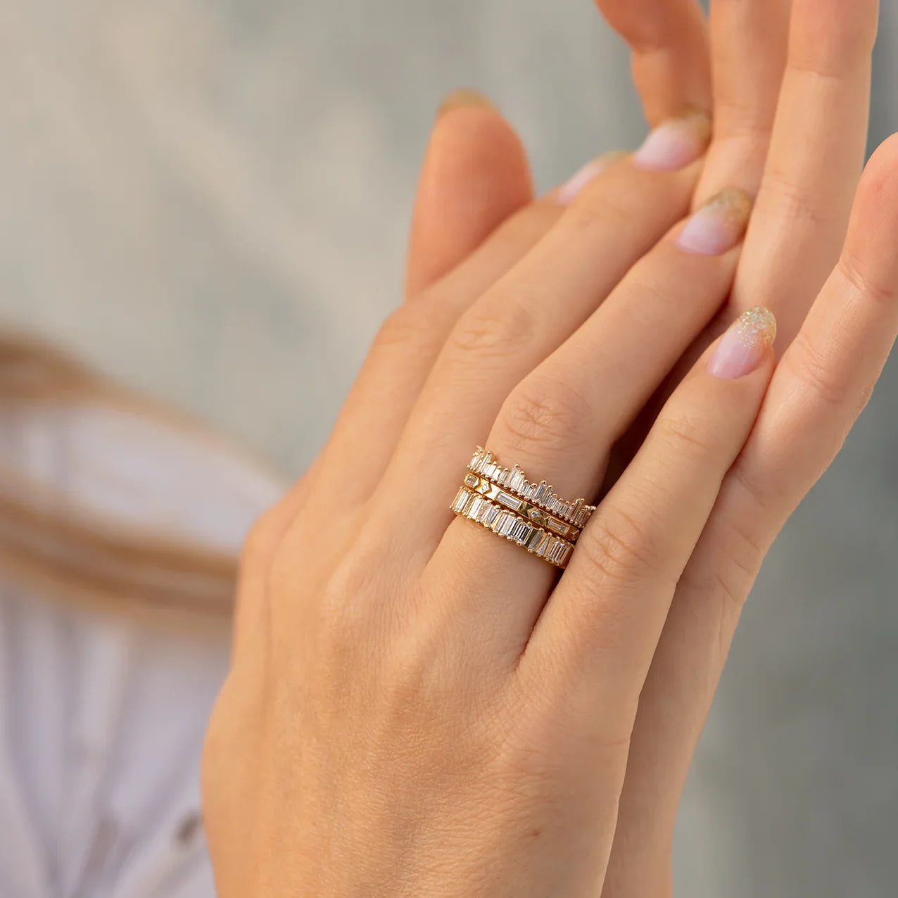 0.75 TCW Baguette CVD Diamond Crown Wedding Band
