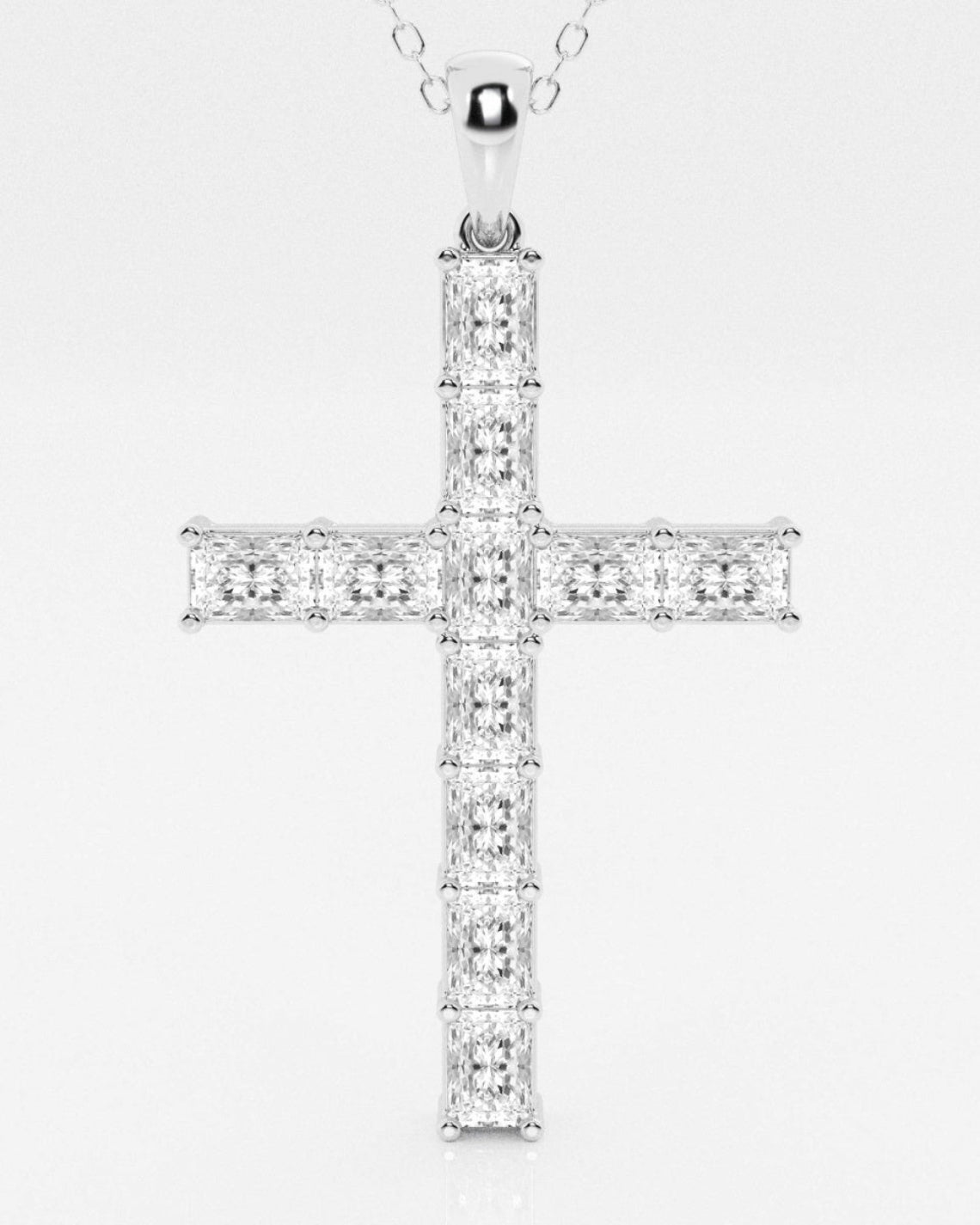 2.06 TCW Radiant Moissanite Diamond Cross Necklace - Camila Brown