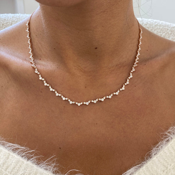Round Lab Grown Diamond Tennis Necklace
