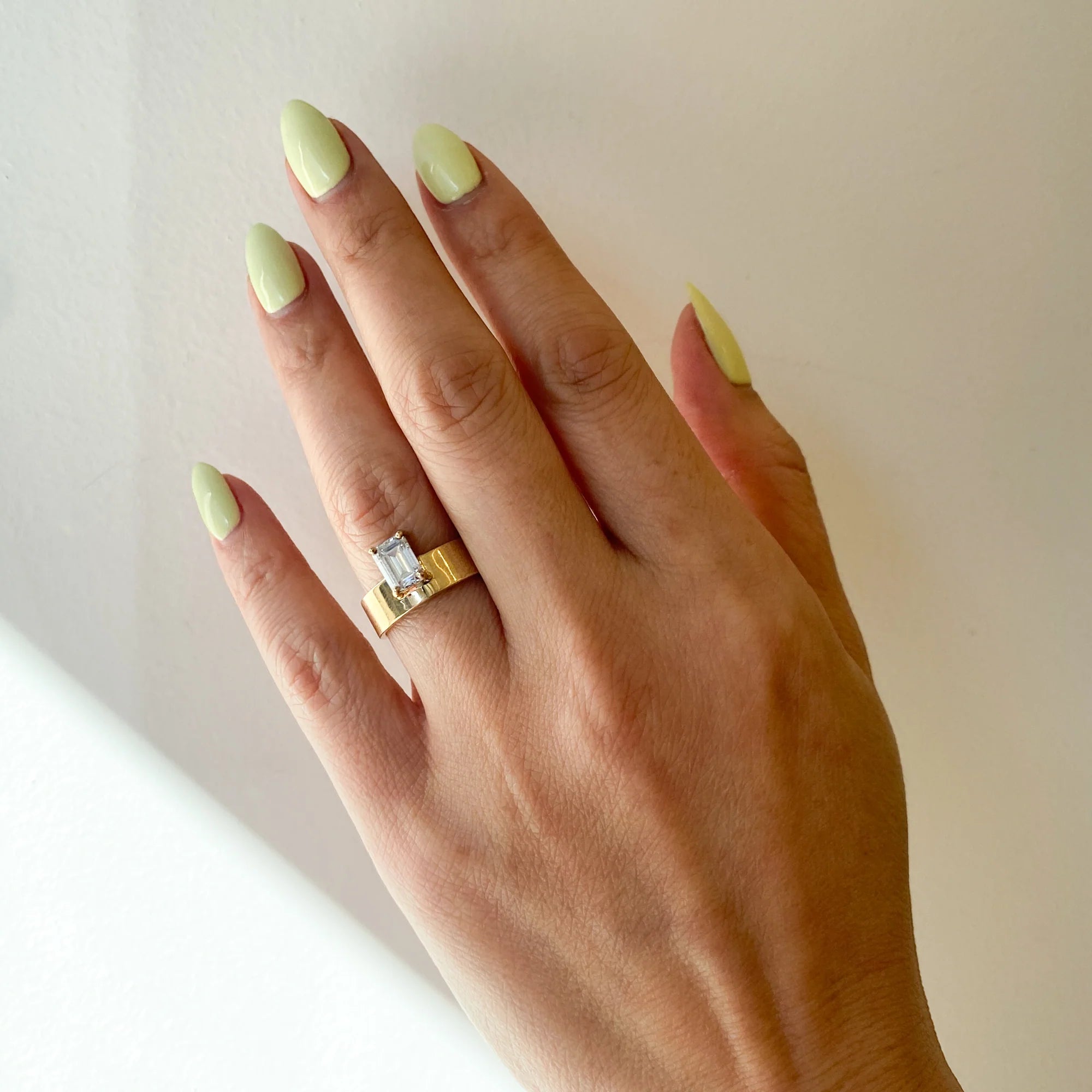 1.0  -2.0 CT Emerald CVD Diamond Solitaire Engagement Ring