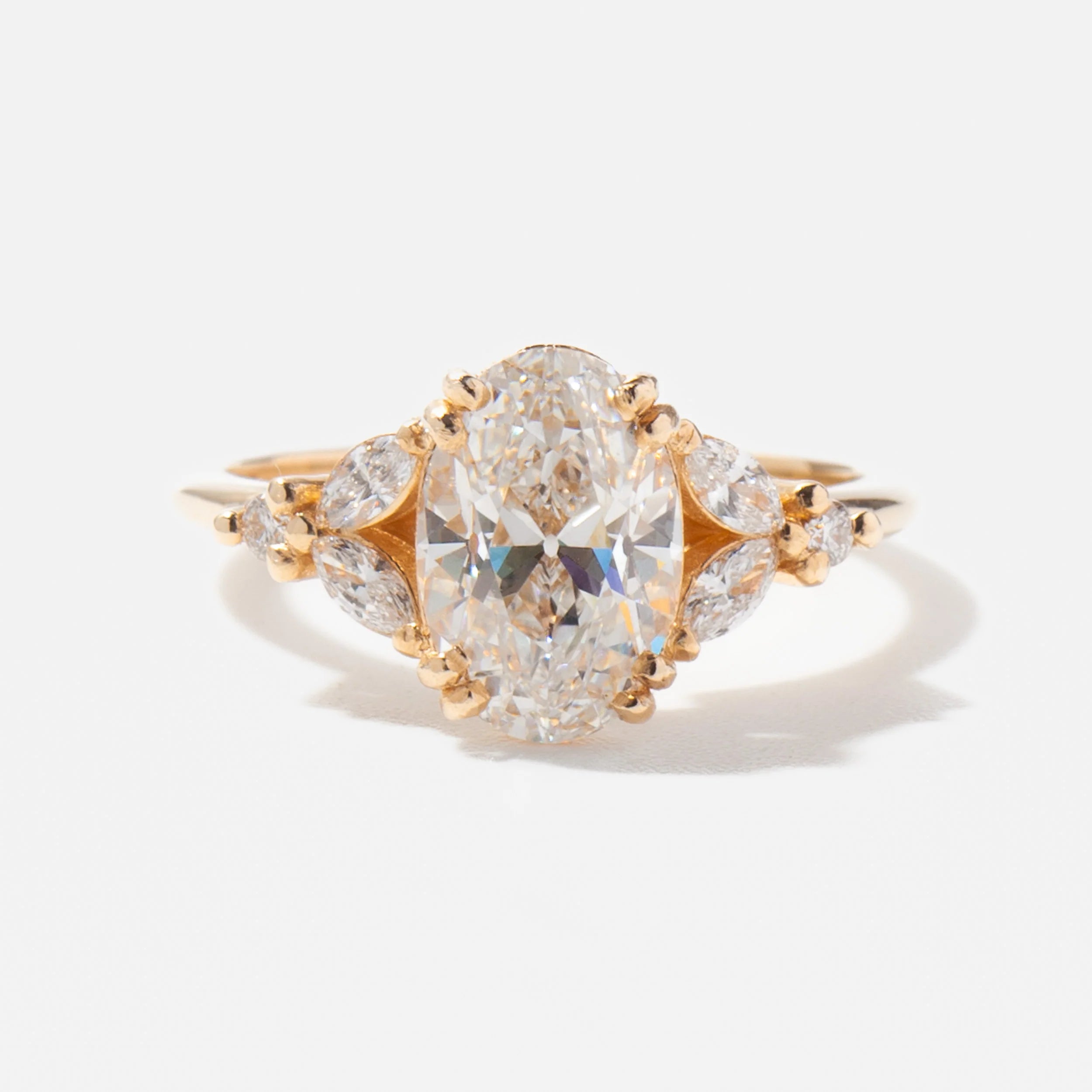 1.14-3.14 CT Oval CVD Diamond Cluster Engagement Ring