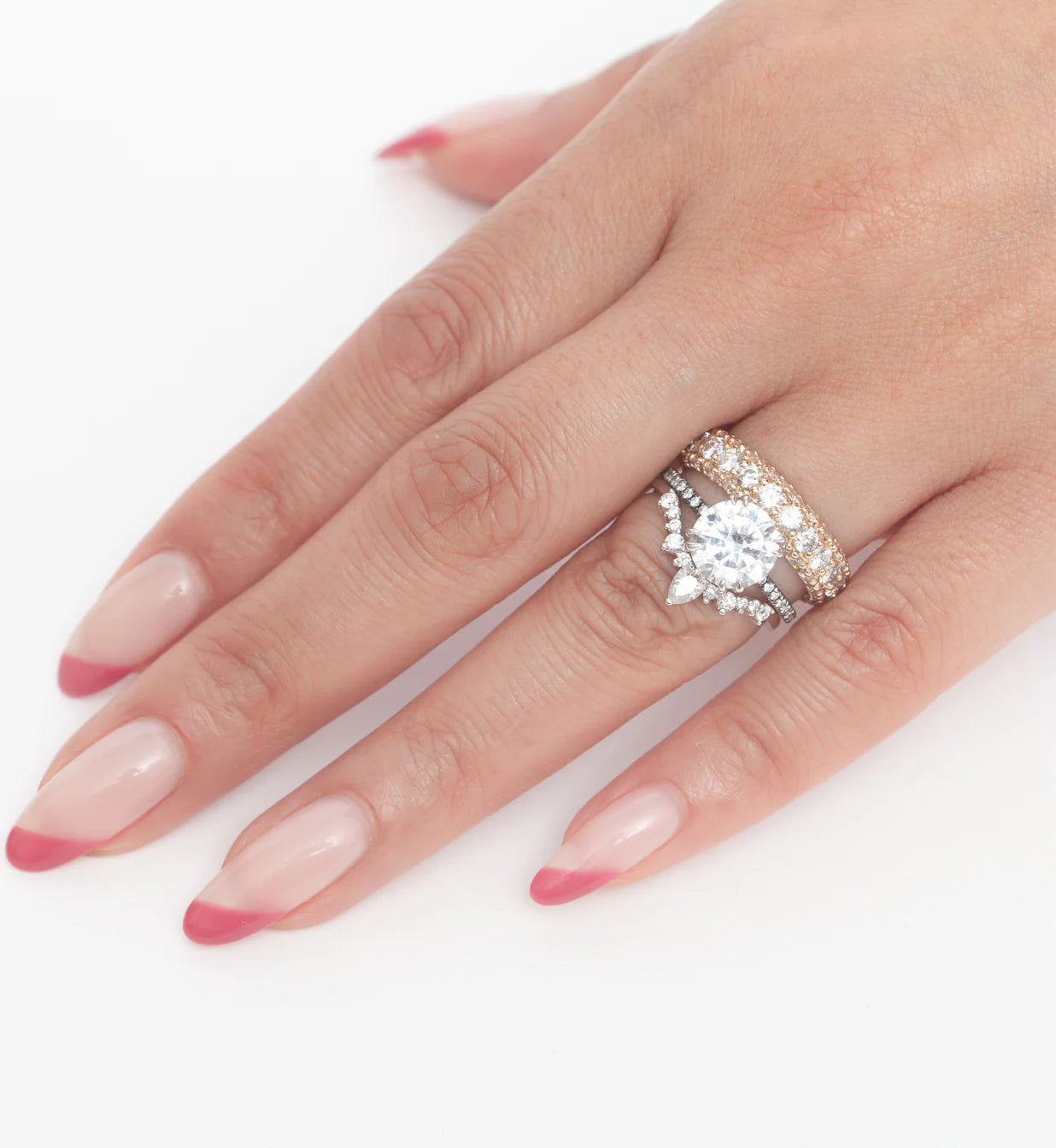 0.27 TCW Pear & Round CVD Diamond Curved Wedding Band