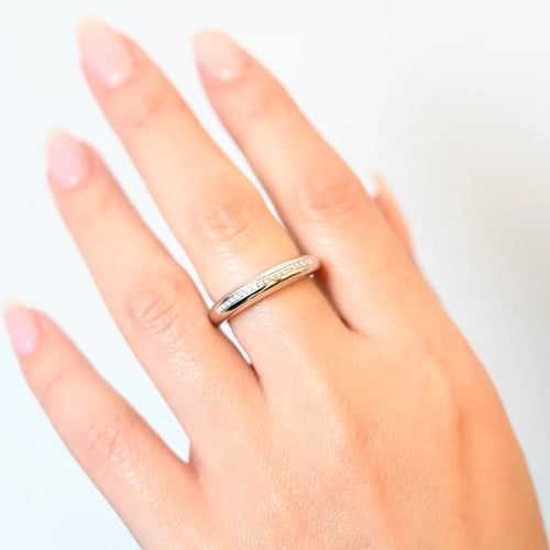 0.11 TCW Round CVD Diamond Channel Setting Wedding Band