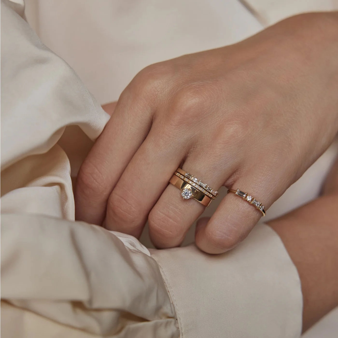 0.22 TCW Baguette CVD Diamond Half Eternity Wedding Band
