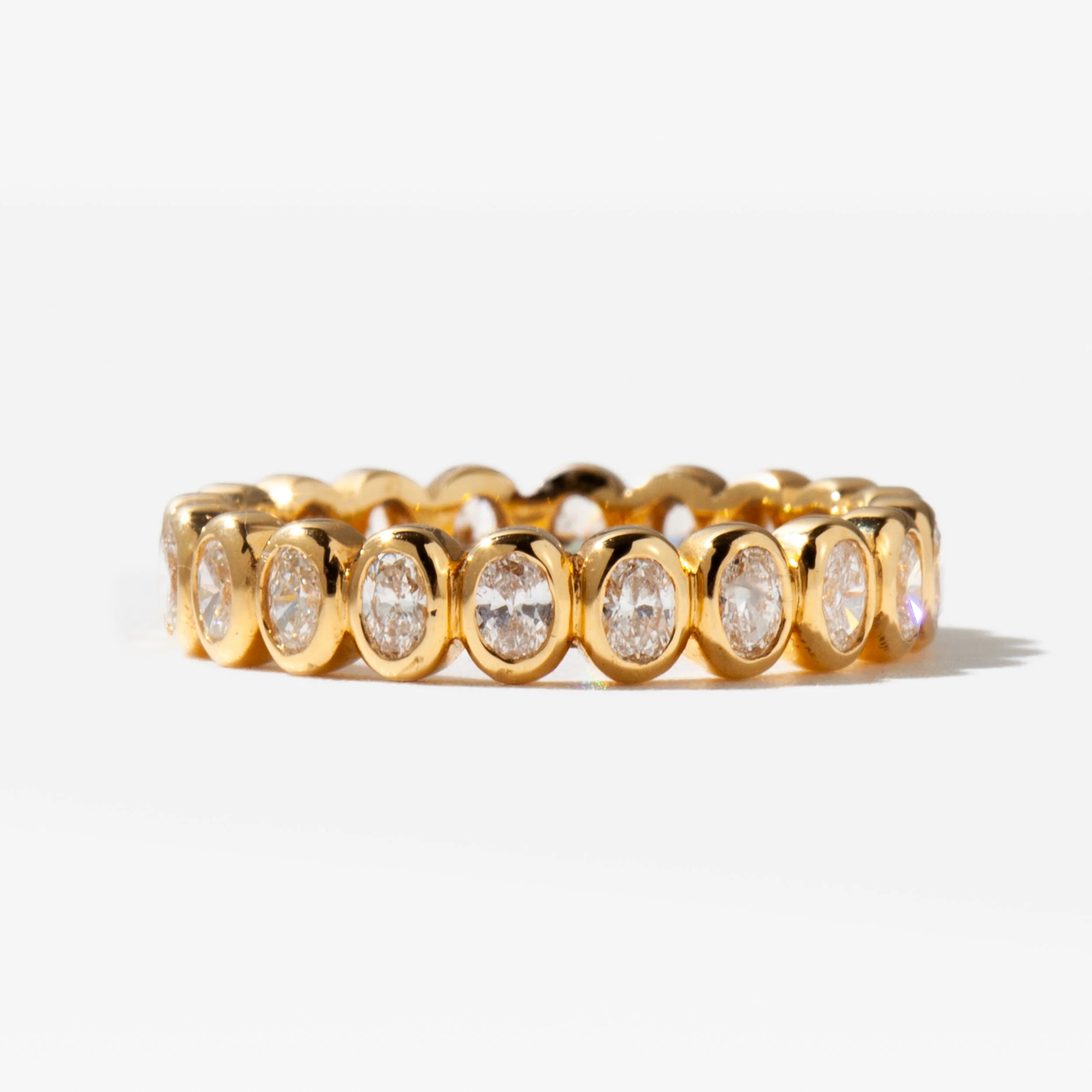 1.0 TCW Oval CVD Diamond Bezel Eternity Wedding Band